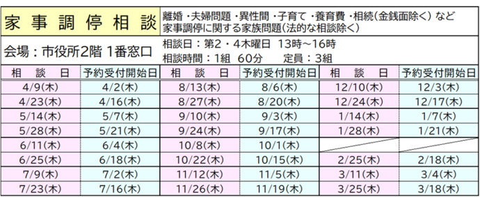 相談日程表データ