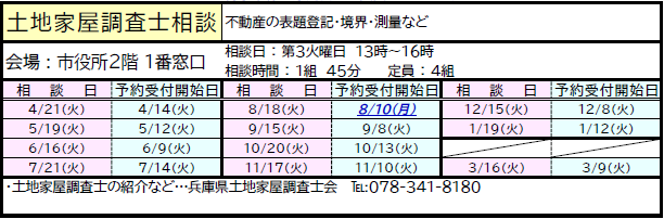 令和8年度土地家屋調査士相談日程、受付開始日